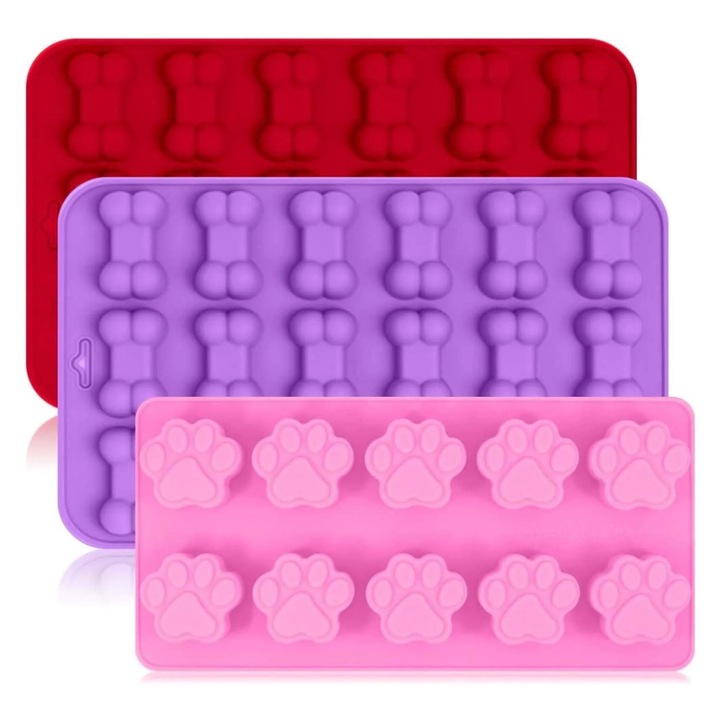 Set 3 forme silicon, os caine, rosu mov roz, 23x14.5x2cm