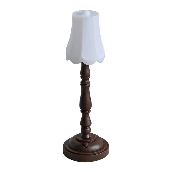 Lampa de masa ZYBLSSBB LSM2xh12060-BCS0016915-3, fara fir cu LED alimentata cu baterii, design retro mini, alb/maro