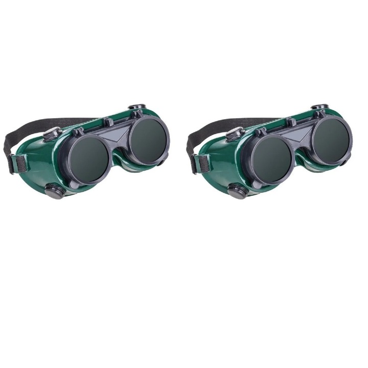 Set 2 ochelari sudura, ajustabili, plastic, 19.5x7.5x7.5cm, negru
