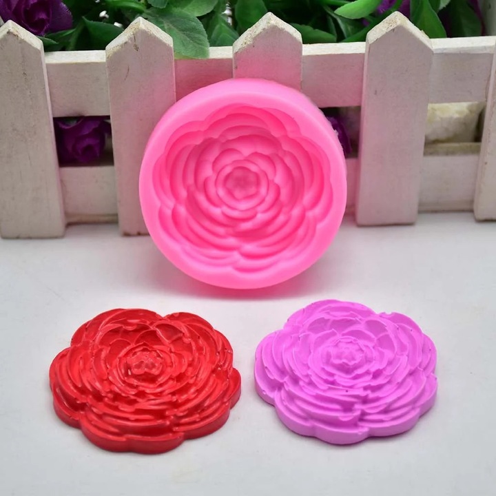 Forma siliconica pentru tort, floare bujor, roz, 3D, 10x10cm