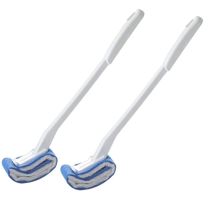 Set 2 Perii Toaleta Curbe, Nylon, Anti-Stropire, Alb, 35x8cm