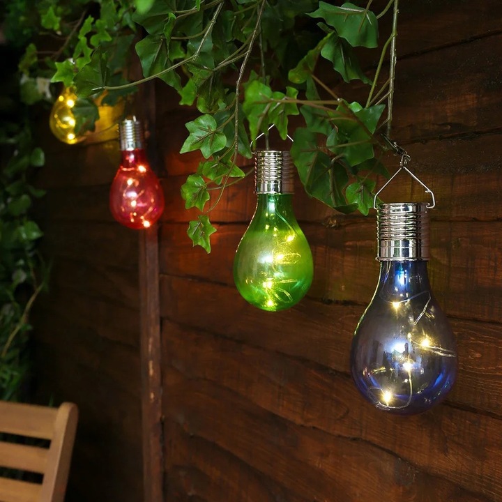 Bec solar LED rotativ YANYXR, rezistent la apa, multicolor, 7.5x15cm