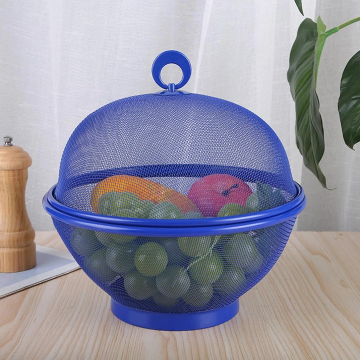 Cos fructe cu capac si plasa anti-insecte, 27x24cm, multicolor