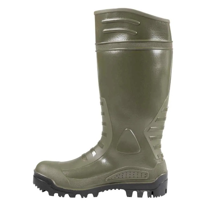 Cizme de lucru din pvc cu bombeu nemetalic si lamela nemetalica, Renania DE LUCRU O4, proprietati electrostatice ESD, talpa antiderapanta, culoarea verde - marimea 39