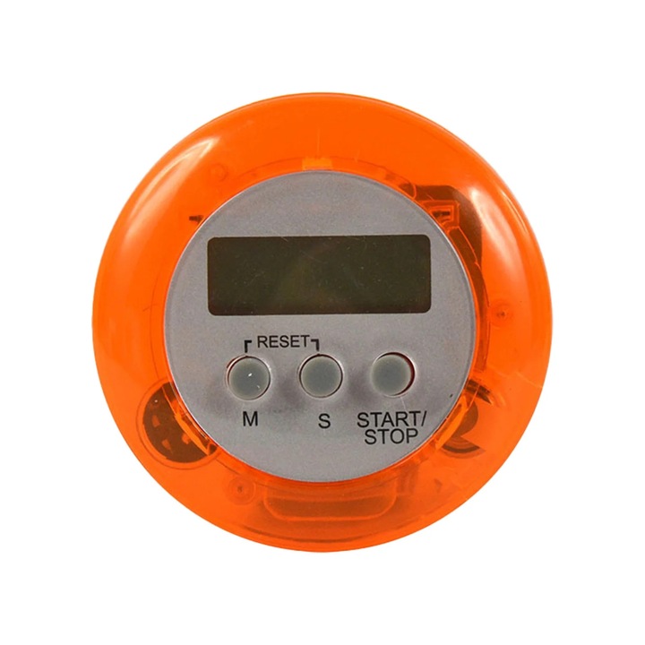 Timer electronic 725, plastic, rotund, compact, alb