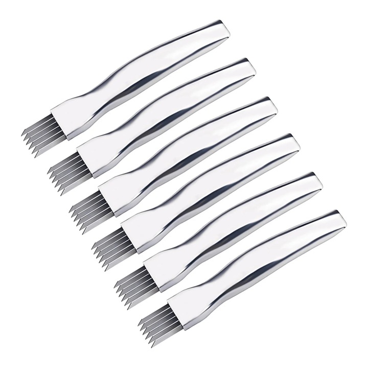 Set 3 feliatoare inox pentru ceapa verde multifunctionale, antiderapante, 2024