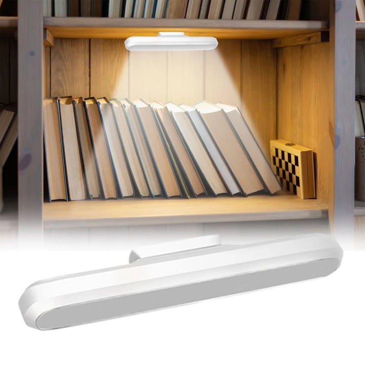 Lampa LED portabila ZYBLSSBB LSM2xh12070-BCS0016926-3, cu magneti si baza adeziva, reglabila, cu telecomanda si alimentare USB, alb