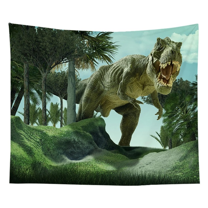 Tapiserie poliester, model lup si dinozaur, 150x200cm, multicolor