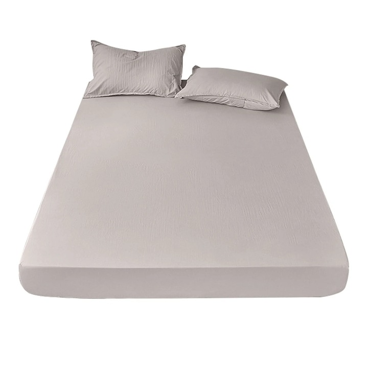 Set lenjerie pat simplu, bumbac organic si fibre argint, alb, 160x200cm