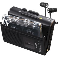 Casetofon Portabil KLIM® K8, Player Casete Audio, Casetofon cu Inregistrare, Radio AM/FM, Reportofon cu Microfon Integrat, Difuzor Incorporat, Iesire Casti 3.5 mm, Casti Incluse, Recorder Casete, Walkman Modern, Alimentare USB si Baterii, Negru