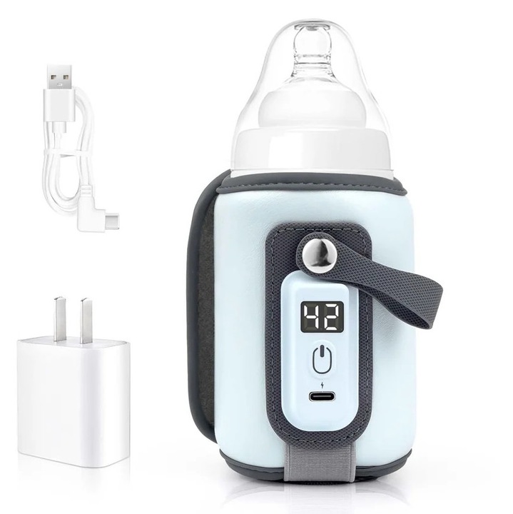 Incalzitor portabil biberon, control temperatura, afisaj LED, 200ml