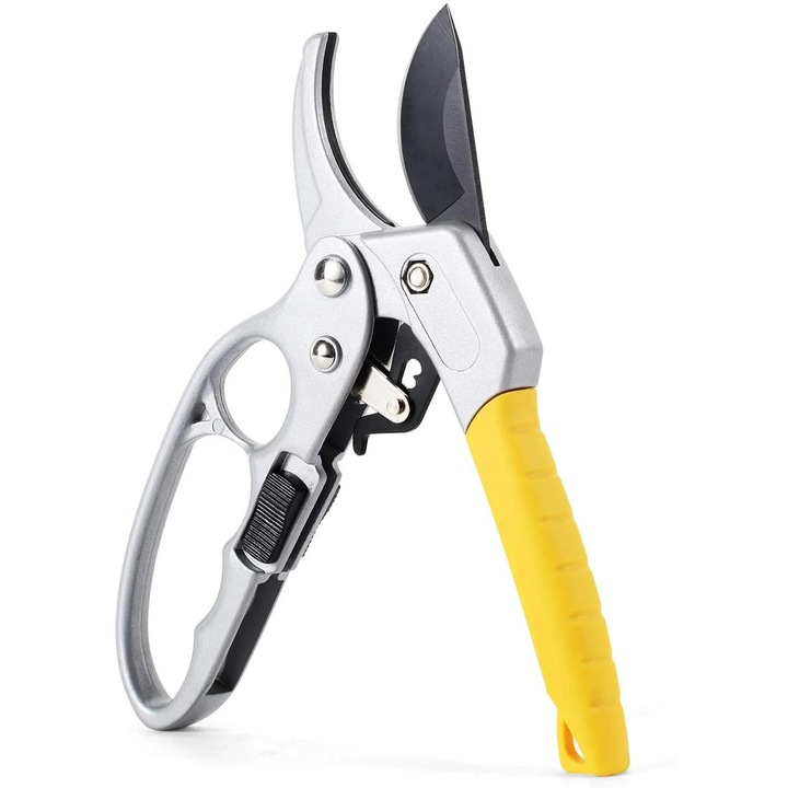Kerti olló, SK-5 acél, racsnis mechanizmus, ergonomikus nyél, 208g