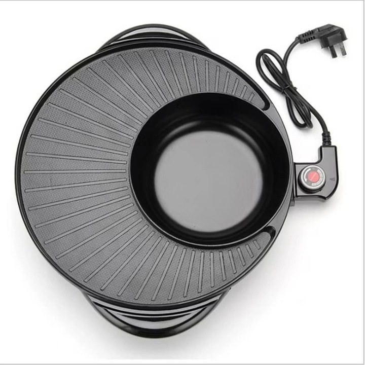 Többfunkciós elektromos grill és forró edény 43x13x39cm fekete