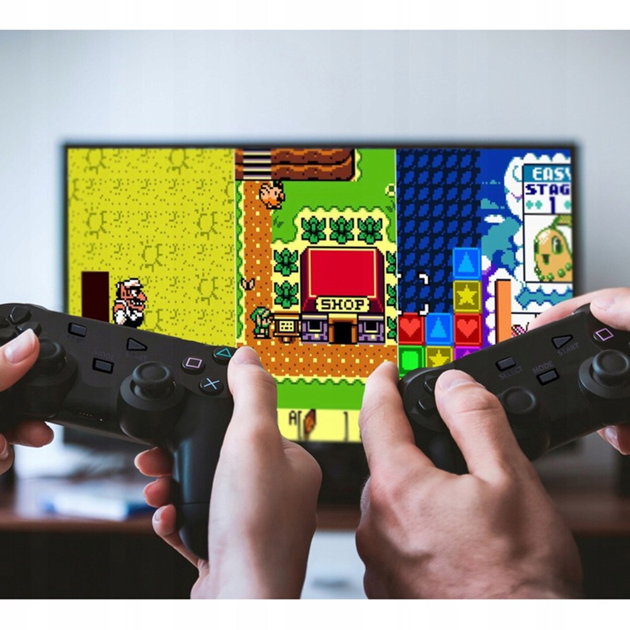 Mini consola retro HDMI cu 22073 jocuri, 2 controllere wireless, card de 64 GB, conectare la televizor si monitor