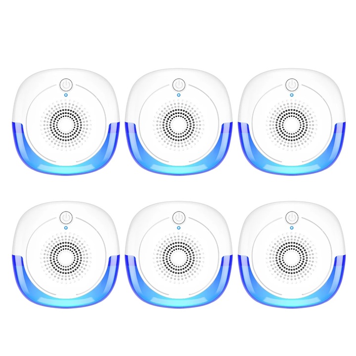 Set 6 repelente ultrasonice pentru daunatori, alb, 3-5W, 90-250V, 150m acoperire