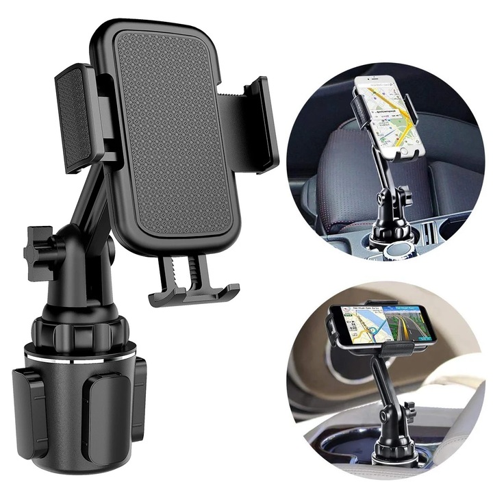 Suport auto universal telefon reglabil stabil negru