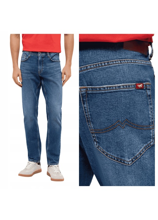 Farmernadrág, Mustang, Oregon Slim stílus, 33/30 méret, Slim Fit szabás, Szűkített modell, Alacsony derékmagasság, Cipzáras záródás, W33 L30, Kék