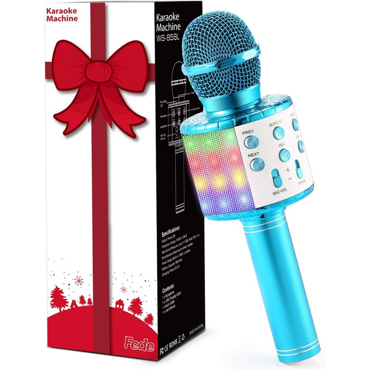 Többfunkciós mikrofon 3 az 1-ben, Bluetooth hangszóró, hangváltó, többszínű, 25cm