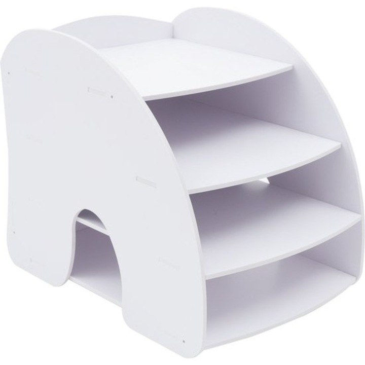 Organizator documente 4 straturi, suport hartie A4, alb, 25.2x35.6x29.3 cm