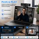 Уеб камера 4K UHD, INOMEVIX®, уеб камера 8 MP, двойни AI микрофони, автофокус, 8x цифрово увеличение, капак за поверителност, FOV 80.1°, ергономичен дизайн, USB Plug & Play, камера за компютър, лаптоп, черна