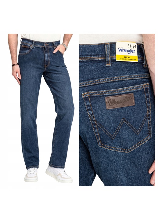 Farmernadrág, Wrangler, Texas, Méret 33/34, Egyenes Szárú, Egyenes, Szabályos, Közepes Derékmagasság, Szabályos, Zsebek Száma 5, W33xL34, Kék
