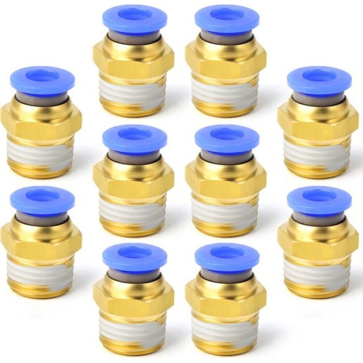 Set 10 cuplaje pneumatice drepte 4mmx1/4 BSP multicolor