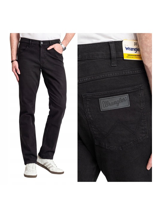 Farmernadrág, Wrangler, Greensboro, Méret 31/32, Egyenes szabás, Egyenes stílus, Szabályos, Közepes derékmagasság, Szabályos, Zsebek száma 5, W31xL32, Fekete