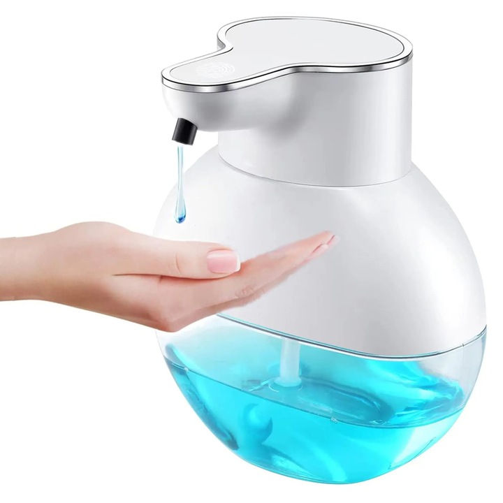 Automata szappanadagoló, 400ml, IPX5, USB-ről tölthető, fehér, 11.3x8x12cm