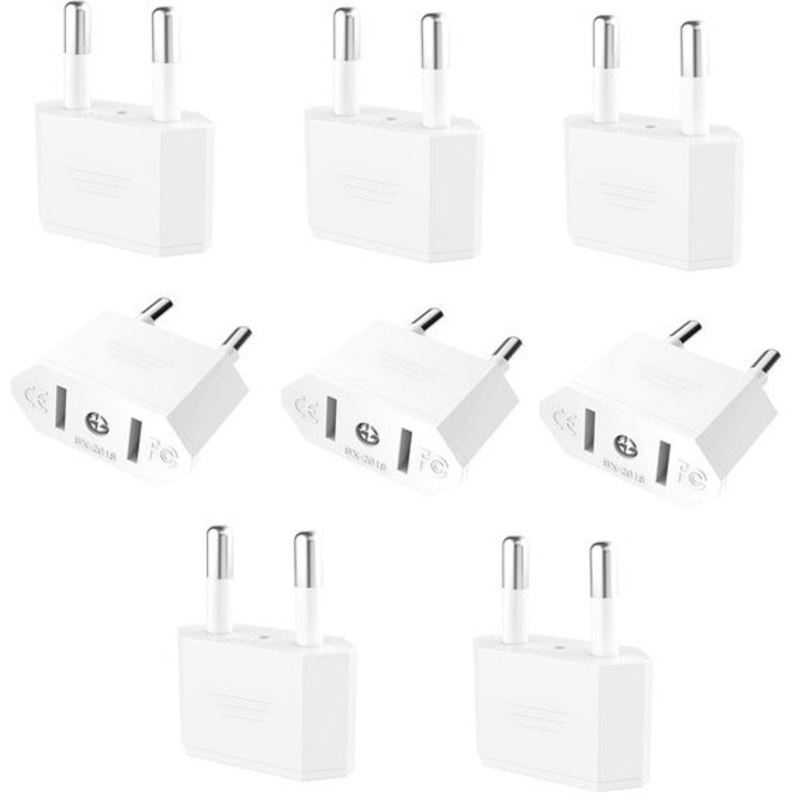 8 db US-EU adapter készlet, univerzális, kompakt, 3.5x4x1.5cm
