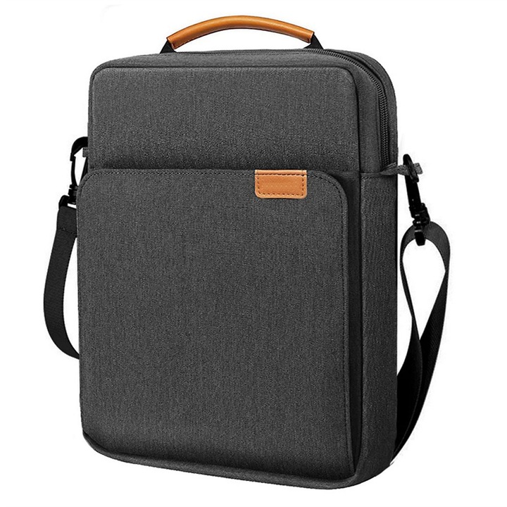 Geanta tableta unisex, 12.9-13.3 inch, multiple moduri purtare, negru