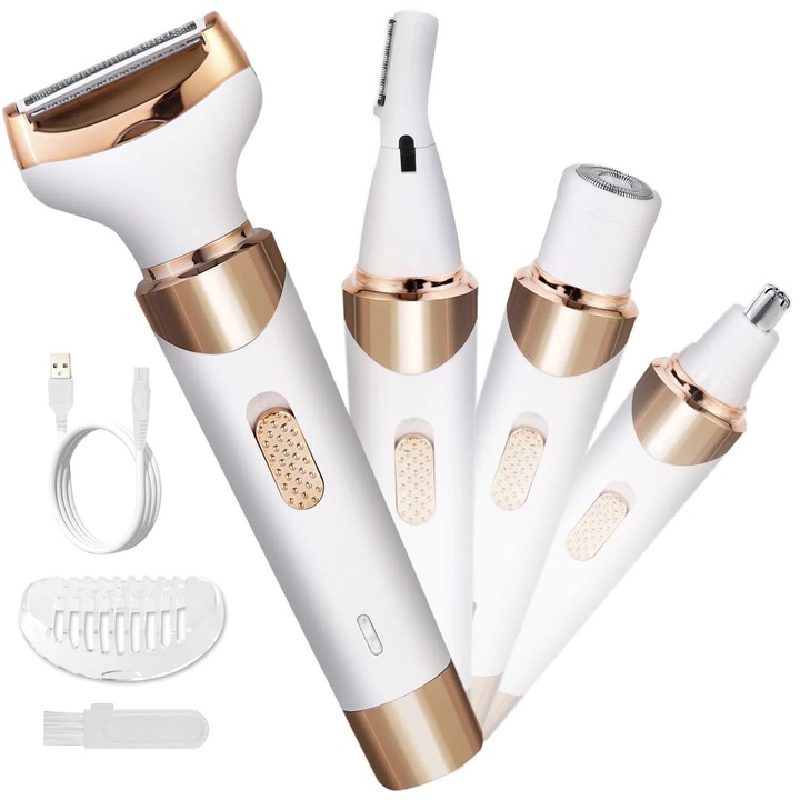 Aparat de ras electric multifunctional 4 in 1, alb, compact