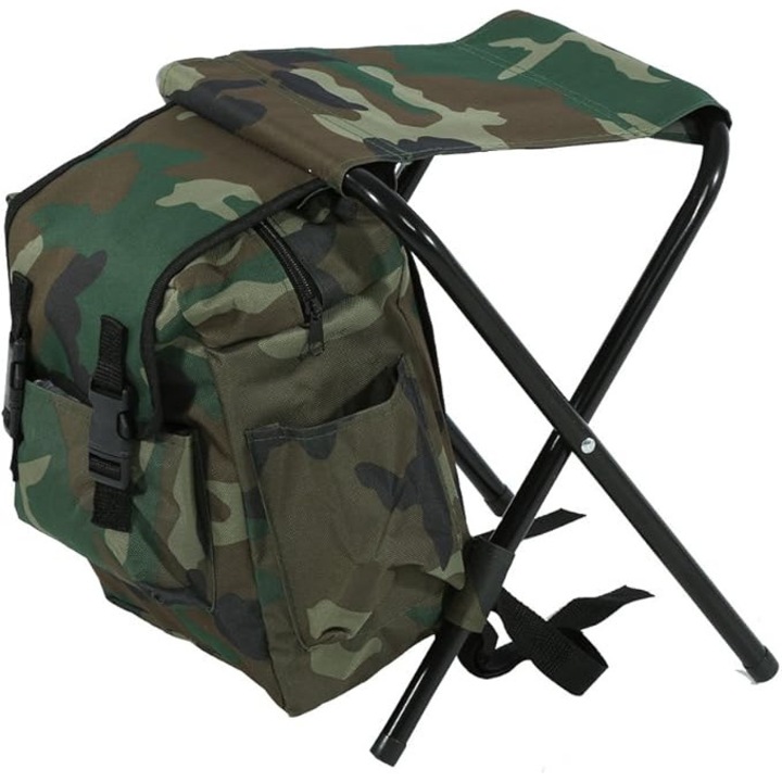 Scaun pliant camping cu rucsac, rezistent la apa, portabil, negru, 40x30x50cm