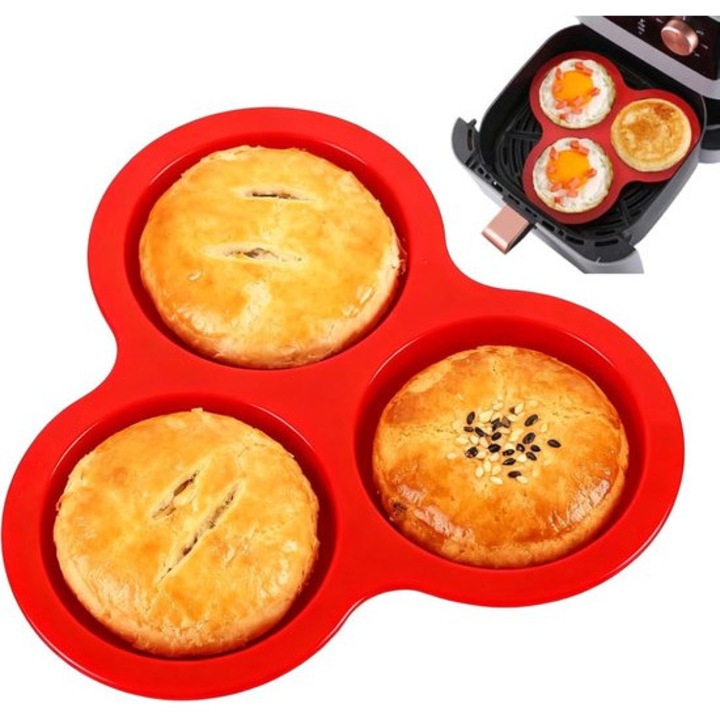 Muffin sütőforma 3 üreges 21x21cm rugalmas szilikon többszínű