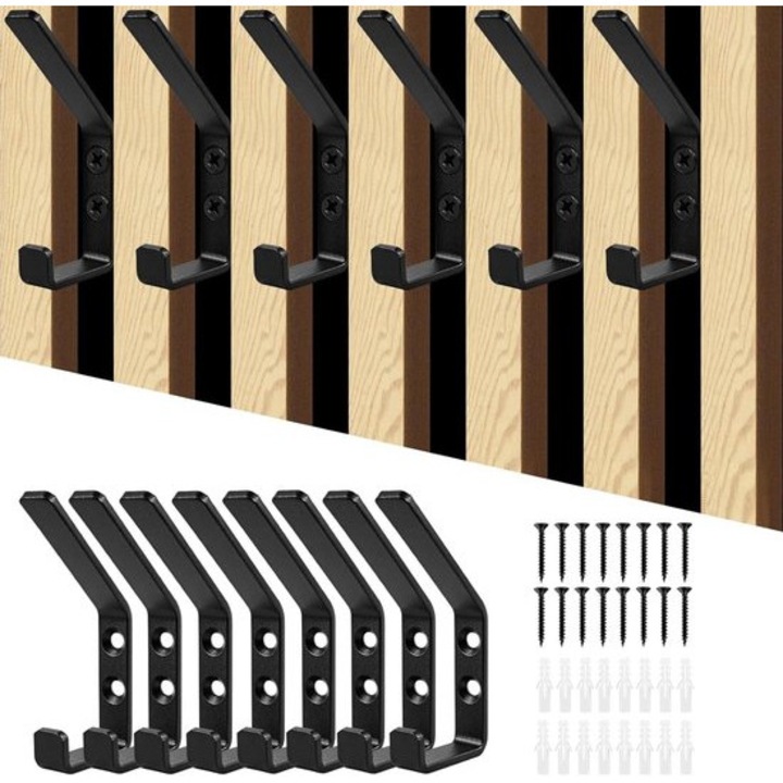 8 db dupla fekete fém akasztó szett 8.7x3.8x1.3cm