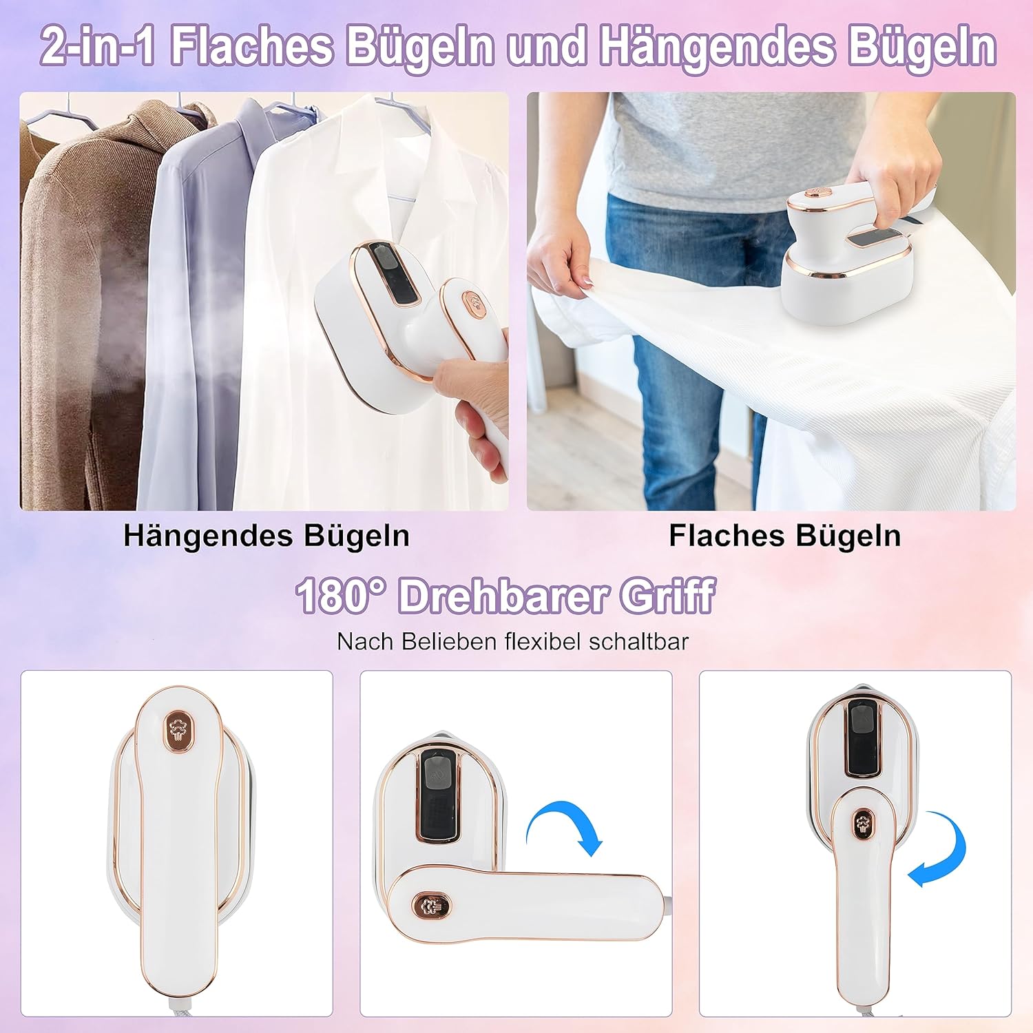 Mini fier de calcat cu aburi ZYBLSSBB, incalzire rapida, pliabil, alb, 180x compact