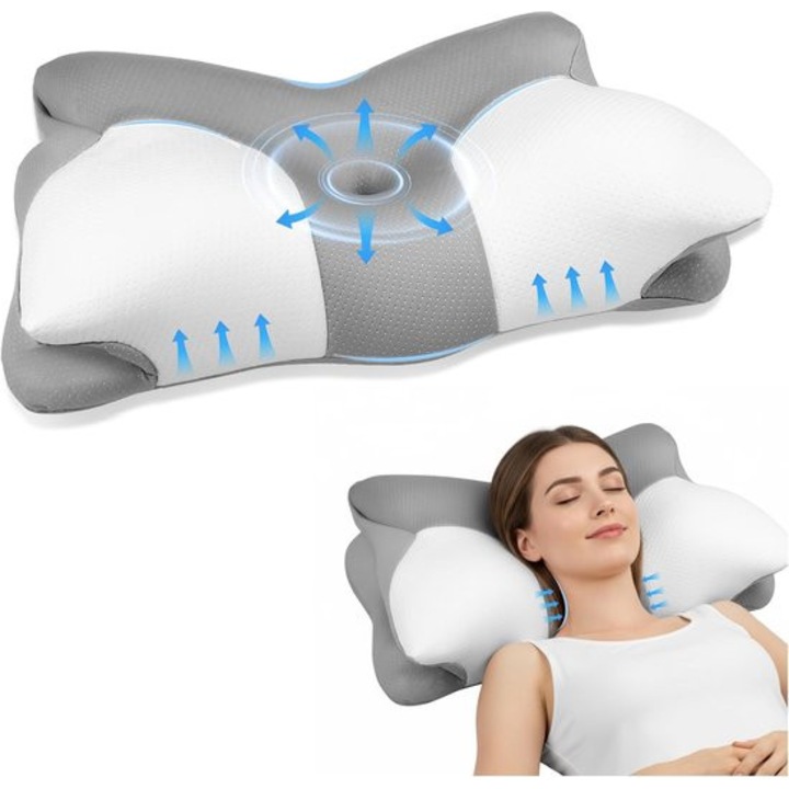 Ergonomikus ortopéd párna memóriahabbal, szürke