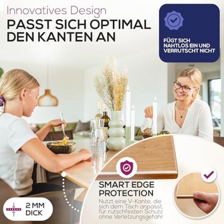 Átlátszó asztalterítő 2mm ferde él csúszásgátló egyedi méretek