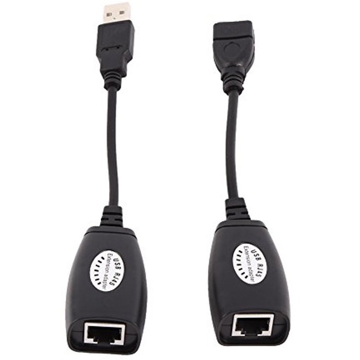 USB 1.1 hosszabbító kábel, 45m, fekete