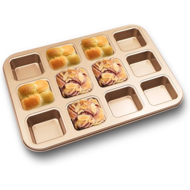 12 db-os mini sütőforma készlet, ovális, tapadásmentes, acél, különböző méretek