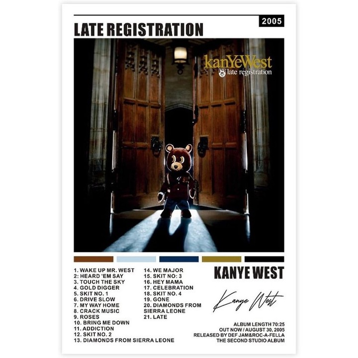 Poszter vászon album Kanye West Late Registration 30x45cm