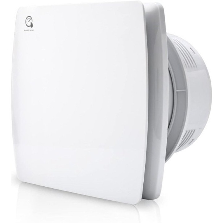 Fürdőszobai ventilátor 100mm páraérzékelővel és visszacsapó szeleppel, fehér