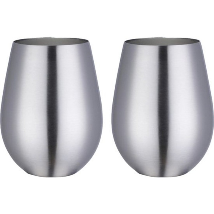 2 db rozsdamentes acél talp nélküli borospohár készlet, 11.4cm, 355ml