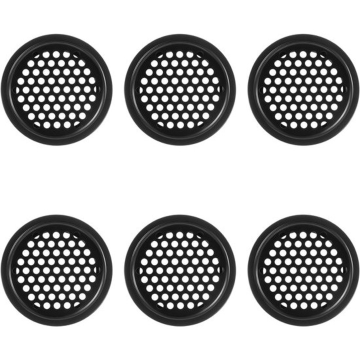 Set 6 grile ventilatie rotunde inox negre 53x9mm