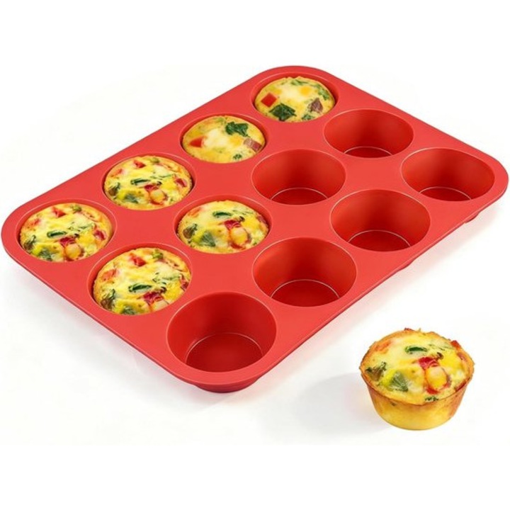 Rugalmas szilikon forma 12 muffinhoz, tapadásmentes, 30x20cm
