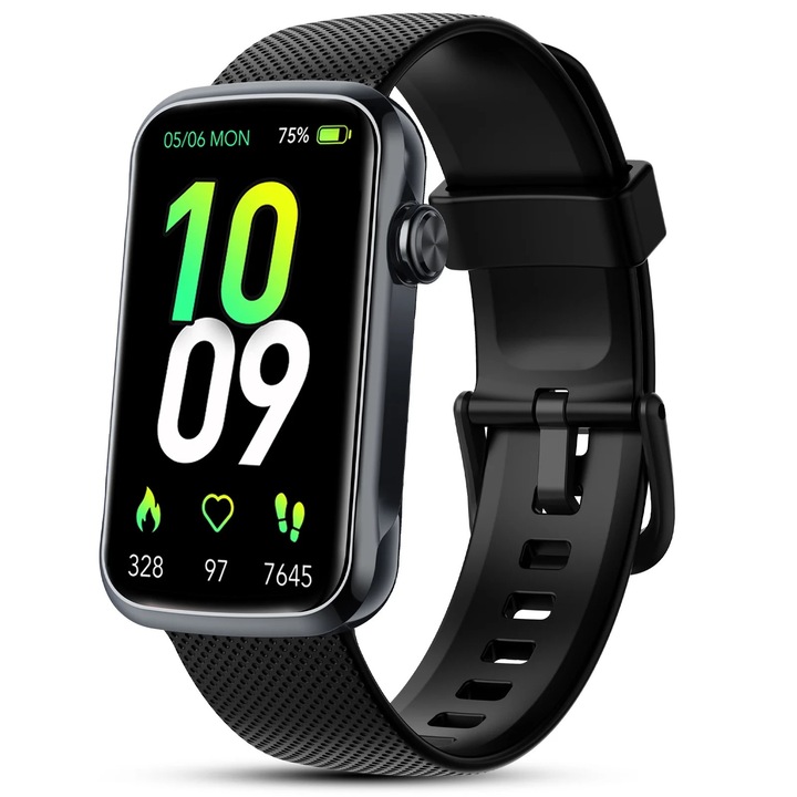 T54-B Sport Bluetooth fitnesz karkötő, 1.47 inch, fekete, 20mm