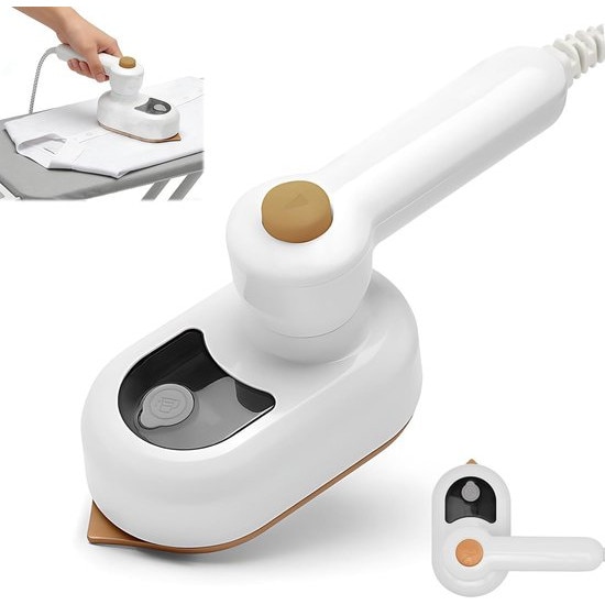 Fier de calcat portabil, mini, alb, 180° reglabil, compact