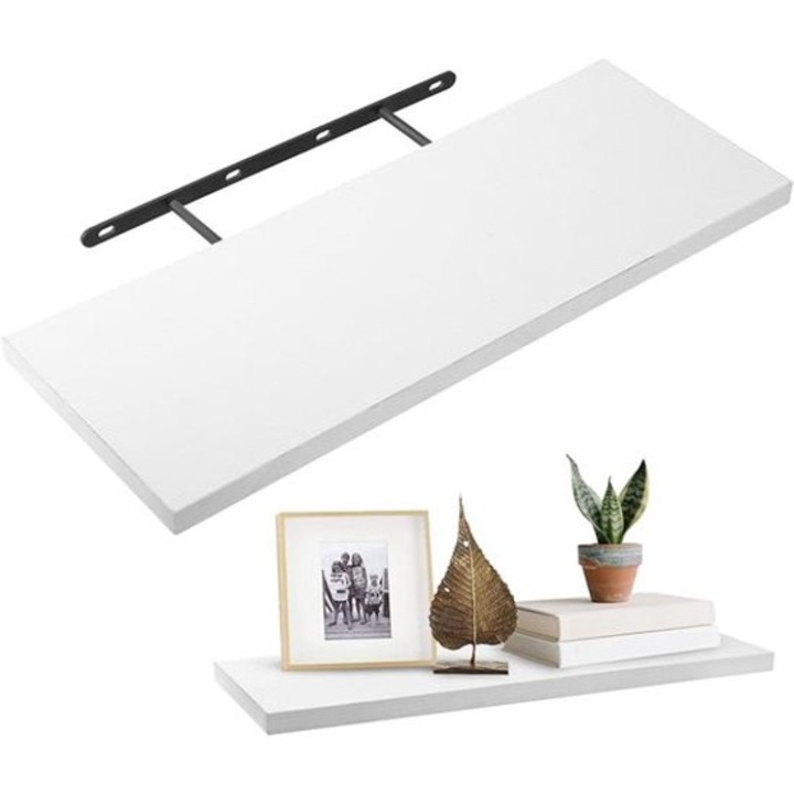 Fehér lebegő fali polc 40x15cm, minimalista, strapabíró