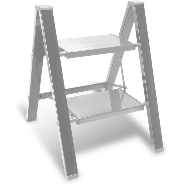 Scara pliabila aluminiu 2 trepte antiderapanta argintiu 46x52x66cm
