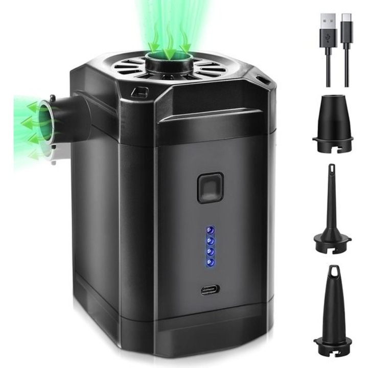 Hordozható újratölthető elektromos pumpa 5200mAh, kompakt, fehér