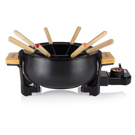Set fondue electric princess bambus 4in1 1000W 1.5L 8 persoane, 8 furculite inox